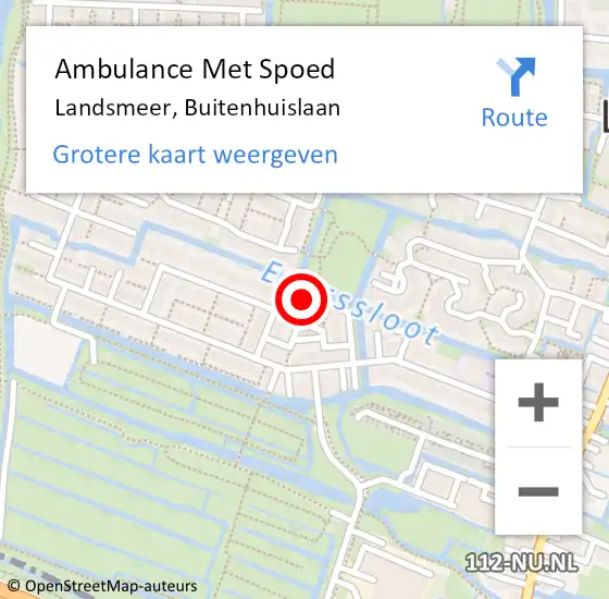 Locatie op kaart van de 112 melding: Ambulance Met Spoed Naar Landsmeer, Buitenhuislaan op 19 augustus 2022 17:39