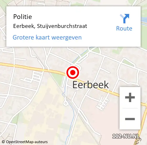 Locatie op kaart van de 112 melding: Politie Eerbeek, Stuijvenburchstraat op 19 augustus 2022 18:12