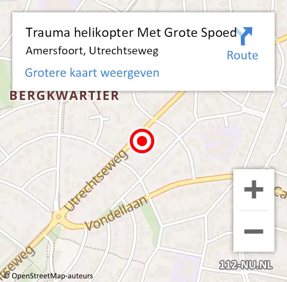 Locatie op kaart van de 112 melding: Trauma helikopter Met Grote Spoed Naar Amersfoort, Utrechtseweg op 19 augustus 2022 18:21