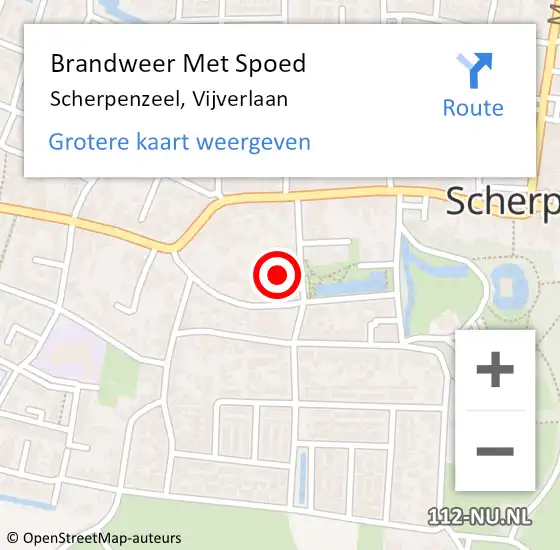 Locatie op kaart van de 112 melding: Brandweer Met Spoed Naar Scherpenzeel, Vijverlaan op 19 augustus 2022 18:44