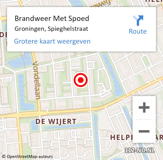 Locatie op kaart van de 112 melding: Brandweer Met Spoed Naar Groningen, Spieghelstraat op 19 augustus 2022 19:43