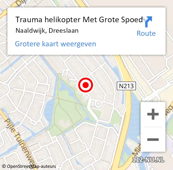 Locatie op kaart van de 112 melding: Trauma helikopter Met Grote Spoed Naar Naaldwijk, Dreeslaan op 19 augustus 2022 20:01