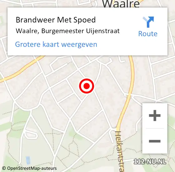 Locatie op kaart van de 112 melding: Brandweer Met Spoed Naar Waalre, Burgemeester Uijenstraat op 19 augustus 2022 20:08