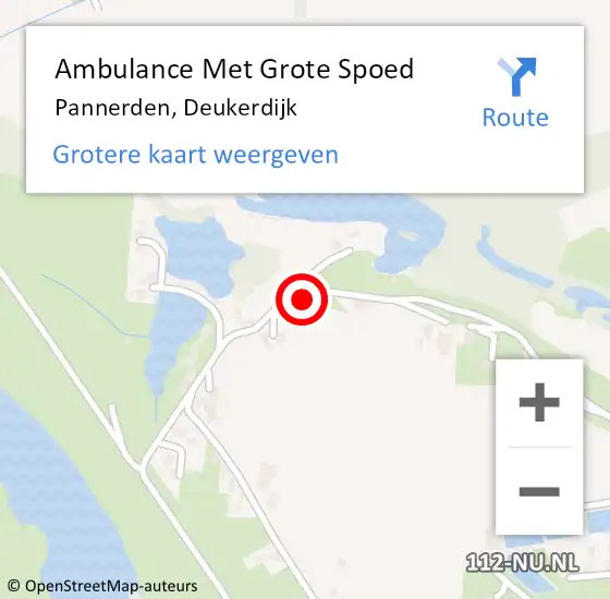 Locatie op kaart van de 112 melding: Ambulance Met Grote Spoed Naar Pannerden, Deukerdijk op 19 augustus 2022 20:13