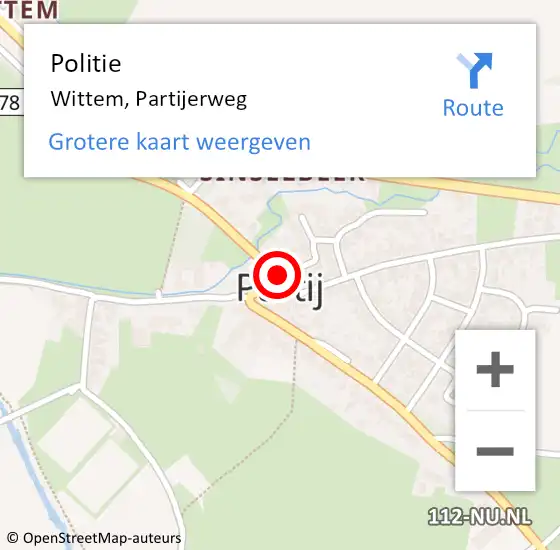 Locatie op kaart van de 112 melding: Politie Wittem, Partijerweg op 19 augustus 2022 20:18