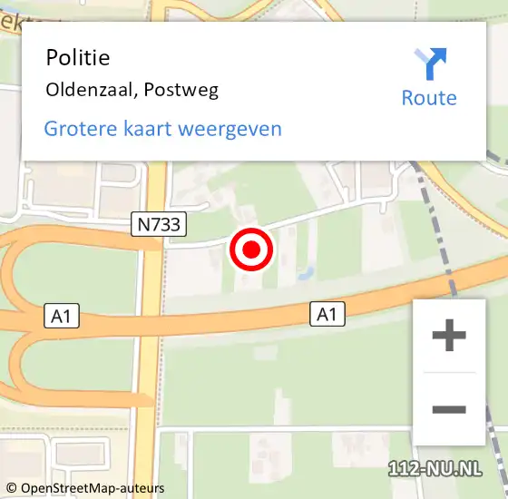 Locatie op kaart van de 112 melding: Politie Oldenzaal, Postweg op 19 augustus 2022 20:43