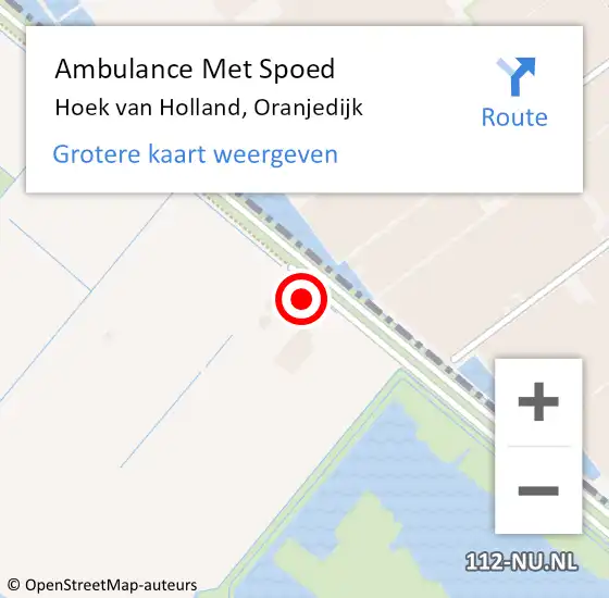Locatie op kaart van de 112 melding: Ambulance Met Spoed Naar Hoek van Holland, Oranjedijk op 19 augustus 2022 20:56