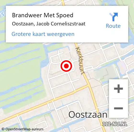 Locatie op kaart van de 112 melding: Brandweer Met Spoed Naar Oostzaan, Jacob Corneliszstraat op 19 augustus 2022 21:16