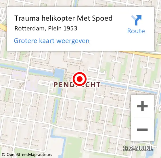 Locatie op kaart van de 112 melding: Trauma helikopter Met Spoed Naar Rotterdam, Plein 1953 op 19 augustus 2022 22:08