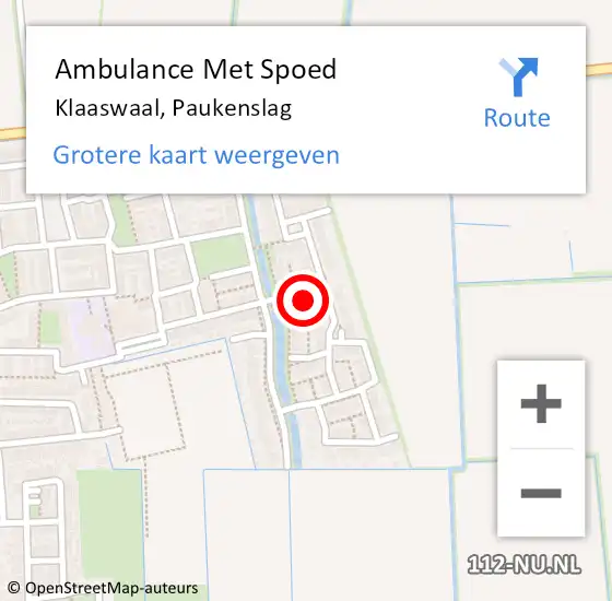 Locatie op kaart van de 112 melding: Ambulance Met Spoed Naar Klaaswaal, Paukenslag op 19 augustus 2022 22:08