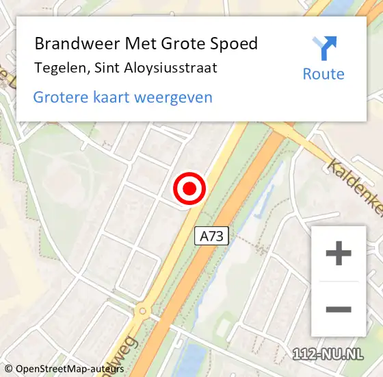 Locatie op kaart van de 112 melding: Brandweer Met Grote Spoed Naar Tegelen, Sint Aloysiusstraat op 19 augustus 2022 22:13