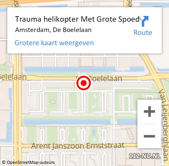 Locatie op kaart van de 112 melding: Trauma helikopter Met Grote Spoed Naar Amsterdam, De Boelelaan op 19 augustus 2022 22:42