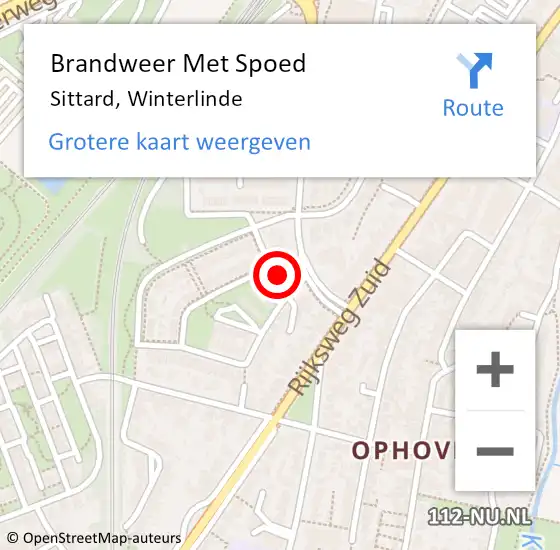 Locatie op kaart van de 112 melding: Brandweer Met Spoed Naar Sittard, Winterlinde op 19 augustus 2022 23:15