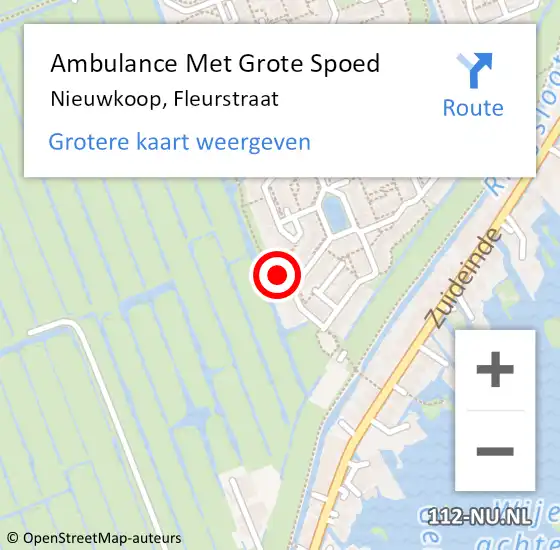 Locatie op kaart van de 112 melding: Ambulance Met Grote Spoed Naar Nieuwkoop, Fleurstraat op 19 augustus 2022 23:25