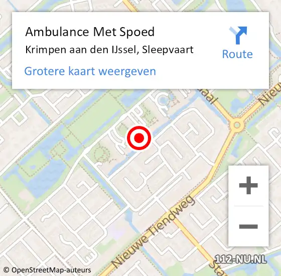 Locatie op kaart van de 112 melding: Ambulance Met Spoed Naar Krimpen aan den IJssel, Sleepvaart op 19 augustus 2022 23:33