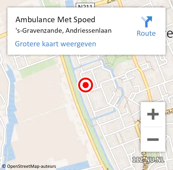 Locatie op kaart van de 112 melding: Ambulance Met Spoed Naar 's-Gravenzande, Andriessenlaan op 19 augustus 2022 23:39