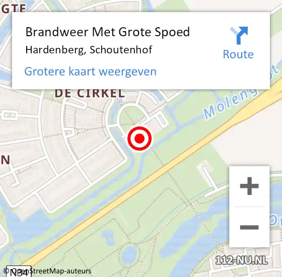 Locatie op kaart van de 112 melding: Brandweer Met Grote Spoed Naar Hardenberg, Schoutenhof op 19 augustus 2022 23:41