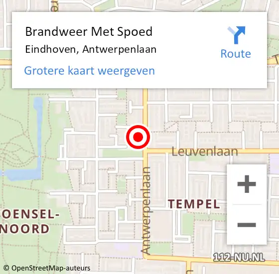 Locatie op kaart van de 112 melding: Brandweer Met Spoed Naar Eindhoven, Antwerpenlaan op 19 augustus 2022 23:54