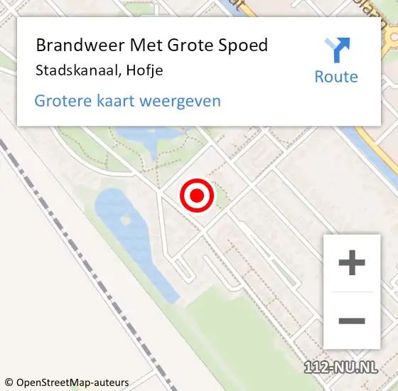 Locatie op kaart van de 112 melding: Brandweer Met Grote Spoed Naar Stadskanaal, Hofje op 20 augustus 2022 00:19