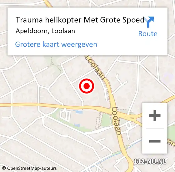 Locatie op kaart van de 112 melding: Trauma helikopter Met Grote Spoed Naar Apeldoorn, Loolaan op 20 augustus 2022 00:27