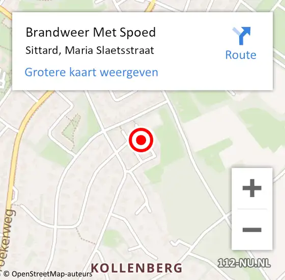 Locatie op kaart van de 112 melding: Brandweer Met Spoed Naar Sittard, Maria Slaetsstraat op 20 augustus 2022 00:45