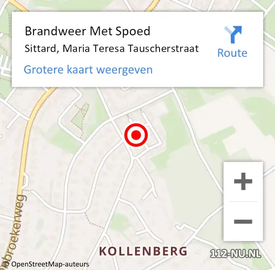 Locatie op kaart van de 112 melding: Brandweer Met Spoed Naar Sittard, Maria Teresa Tauscherstraat op 20 augustus 2022 00:59