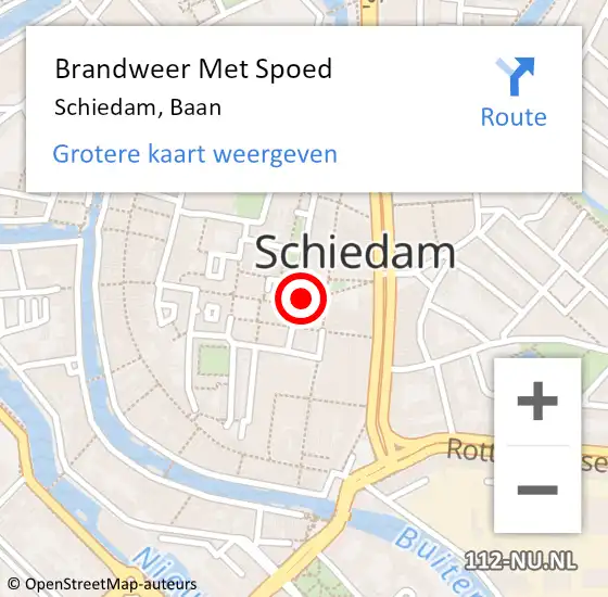 Locatie op kaart van de 112 melding: Brandweer Met Spoed Naar Schiedam, Baan op 20 augustus 2022 01:25