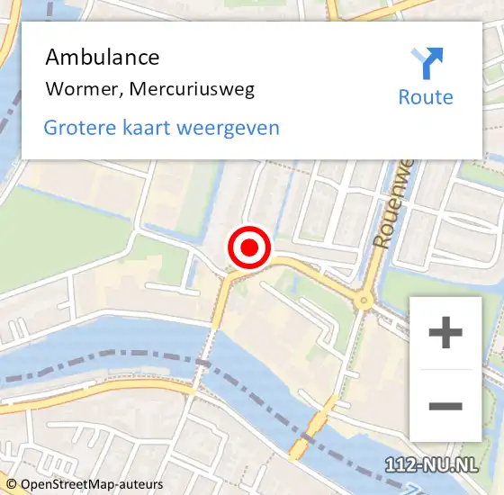 Locatie op kaart van de 112 melding: Ambulance Wormer, Mercuriusweg op 20 augustus 2022 01:35