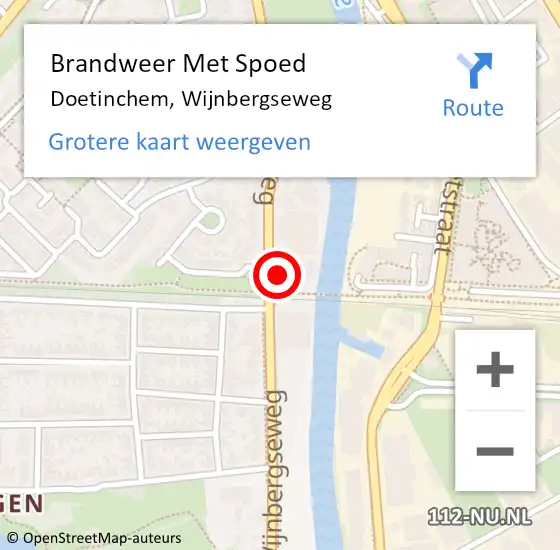 Locatie op kaart van de 112 melding: Brandweer Met Spoed Naar Doetinchem, Wijnbergseweg op 20 augustus 2022 01:39
