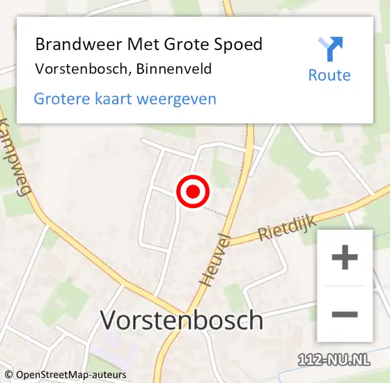 Locatie op kaart van de 112 melding: Brandweer Met Grote Spoed Naar Vorstenbosch, Binnenveld op 20 augustus 2022 01:49