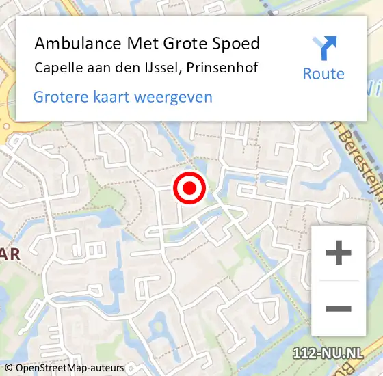 Locatie op kaart van de 112 melding: Ambulance Met Grote Spoed Naar Capelle aan den IJssel, Prinsenhof op 20 augustus 2022 02:09