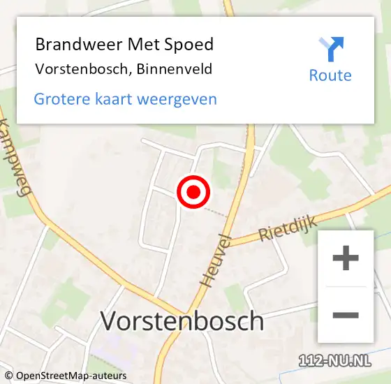 Locatie op kaart van de 112 melding: Brandweer Met Spoed Naar Vorstenbosch, Binnenveld op 20 augustus 2022 02:12