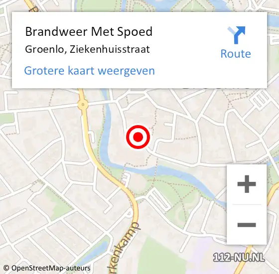 Locatie op kaart van de 112 melding: Brandweer Met Spoed Naar Groenlo, Ziekenhuisstraat op 20 augustus 2022 02:21