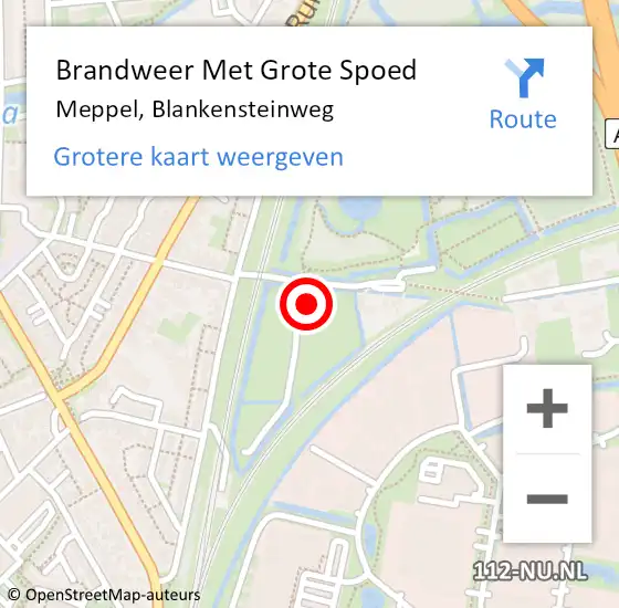 Locatie op kaart van de 112 melding: Brandweer Met Grote Spoed Naar Meppel, Blankensteinweg op 20 augustus 2022 03:50