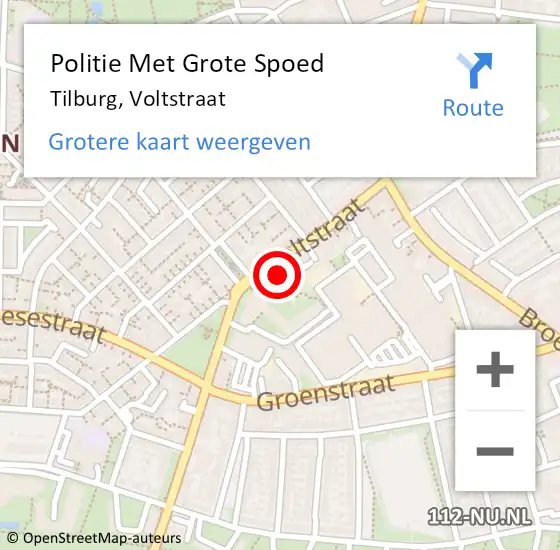 Locatie op kaart van de 112 melding: Politie Met Grote Spoed Naar Tilburg, Voltstraat op 20 augustus 2022 03:55