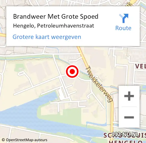 Locatie op kaart van de 112 melding: Brandweer Met Grote Spoed Naar Hengelo, Petroleumhavenstraat op 20 augustus 2022 04:12