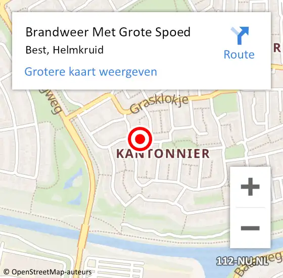 Locatie op kaart van de 112 melding: Brandweer Met Grote Spoed Naar Best, Helmkruid op 20 augustus 2022 04:20