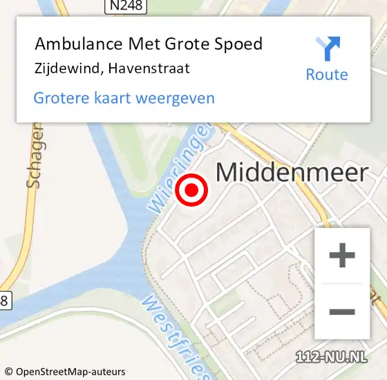 Locatie op kaart van de 112 melding: Ambulance Met Grote Spoed Naar Zijdewind, Havenstraat op 20 augustus 2022 04:35