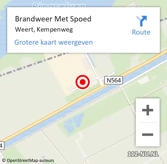 Locatie op kaart van de 112 melding: Brandweer Met Spoed Naar Weert, Kempenweg op 20 augustus 2022 06:23