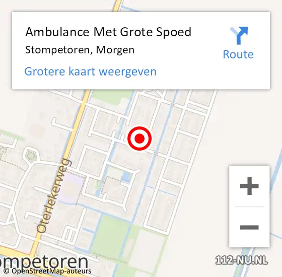 Locatie op kaart van de 112 melding: Ambulance Met Grote Spoed Naar Stompetoren, Morgen op 20 augustus 2022 08:01
