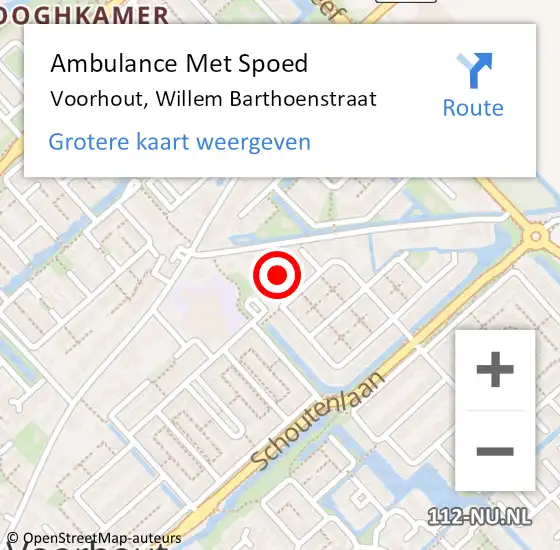Locatie op kaart van de 112 melding: Ambulance Met Spoed Naar Voorhout, Willem Barthoenstraat op 20 augustus 2022 08:29