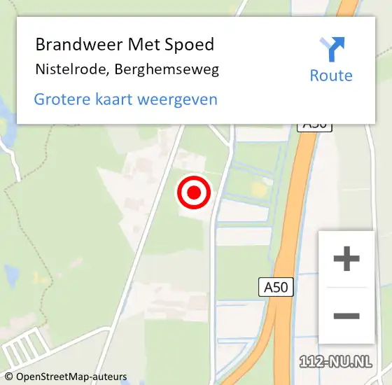 Locatie op kaart van de 112 melding: Brandweer Met Spoed Naar Nistelrode, Berghemseweg op 20 augustus 2022 08:29