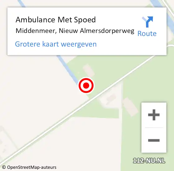 Locatie op kaart van de 112 melding: Ambulance Met Spoed Naar Middenmeer, Nieuw Almersdorperweg op 20 augustus 2022 08:47