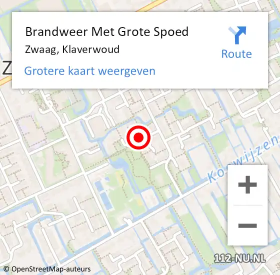 Locatie op kaart van de 112 melding: Brandweer Met Grote Spoed Naar Zwaag, Klaverwoud op 20 augustus 2022 08:49