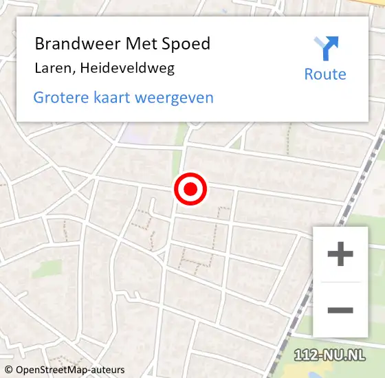 Locatie op kaart van de 112 melding: Brandweer Met Spoed Naar Laren, Heideveldweg op 20 augustus 2022 09:19