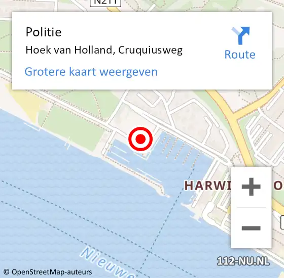 Locatie op kaart van de 112 melding: Politie Hoek van Holland, Cruquiusweg op 20 augustus 2022 09:46