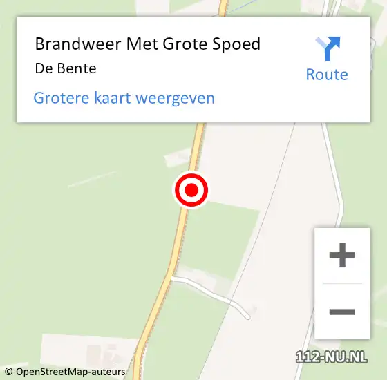 Locatie op kaart van de 112 melding: Brandweer Met Grote Spoed Naar De Bente op 27 juli 2014 00:25