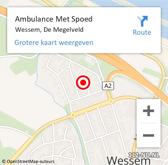 Locatie op kaart van de 112 melding: Ambulance Met Spoed Naar Wessem, De Megelveld op 20 augustus 2022 10:29