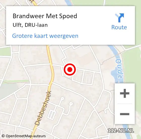 Locatie op kaart van de 112 melding: Brandweer Met Spoed Naar Ulft, DRU-laan op 20 augustus 2022 10:40