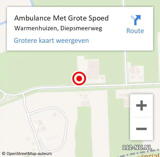 Locatie op kaart van de 112 melding: Ambulance Met Grote Spoed Naar Warmenhuizen, Diepsmeerweg op 20 augustus 2022 10:58